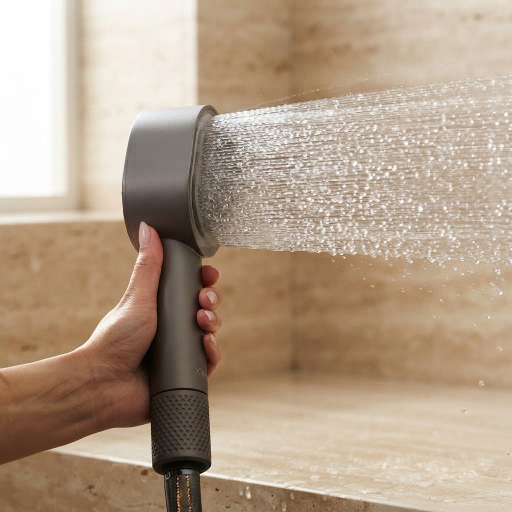 Rituva handheld showerhead spraying water