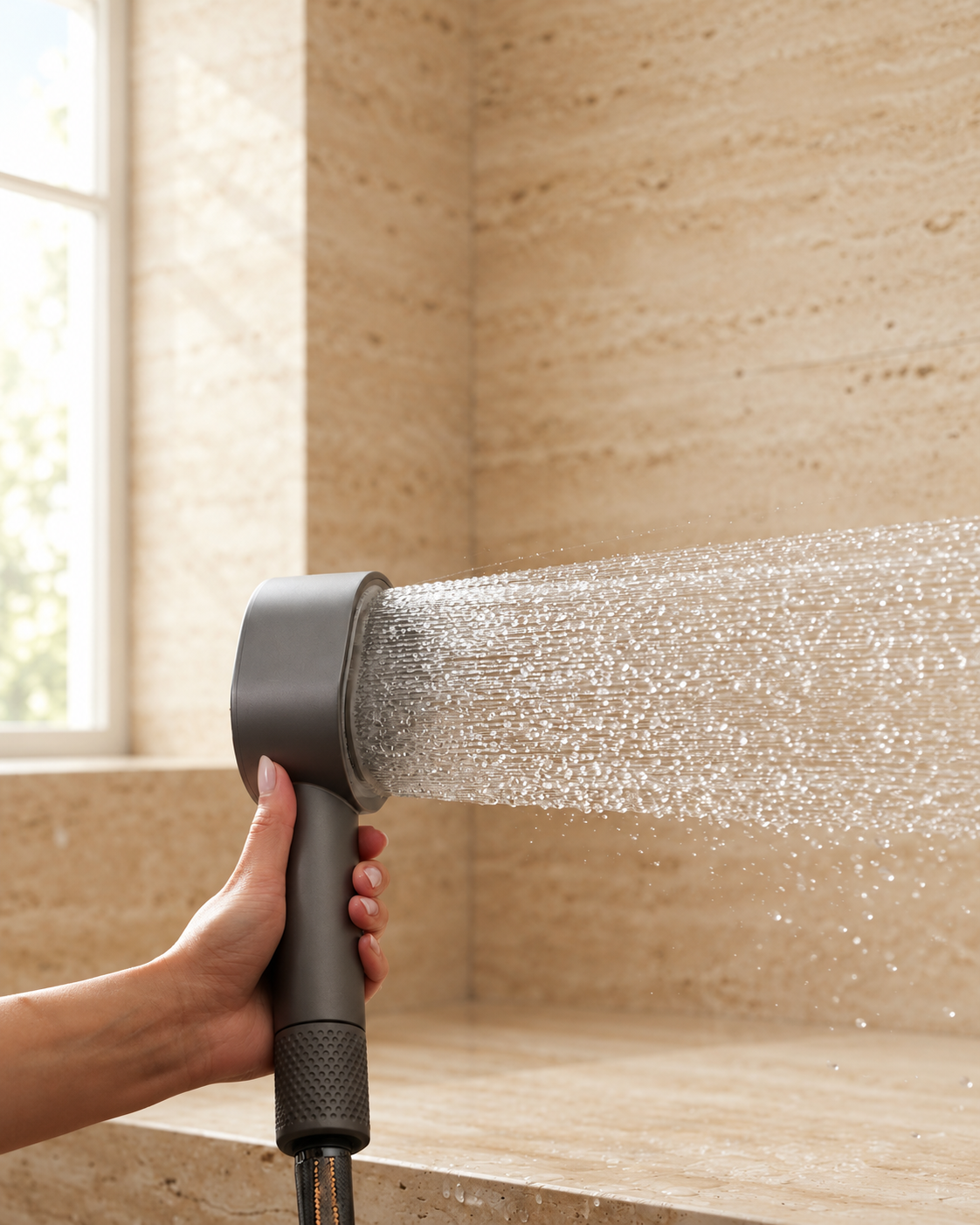 Rituva handheld showerhead spraying water